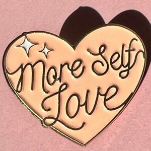 More Self Love Peach Heart Shaped Enamel Pin